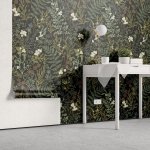 1PC Green Plant Flower Self Adhesive Wallpaper 44.96CM 299.72CM Removable Black Background Wallpaper Decorative Stickers For Liv