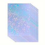 50 Sheets Broken Glass Holographic Sticker Paper 7.37 X 10.41 Cm Glitter Clear Holographic Overlay Cold Laminating Film Self Adh
