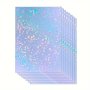 50 Sheets Broken Glass Holographic Sticker Paper 7.37 X 10.41 Cm Glitter Clear Holographic Overlay Cold Laminating Film Self Adhesive Vinyl Sheets