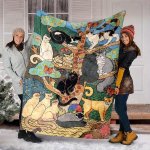 Flannel Blanket With Cat Pattern For All Seasons Office Chair