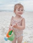 Sweet Floral Bathing Suits For Little Girls Frill Trim Sleeveless 1-PIECE Swimwear For Pool Beach Holidays Summer Gift