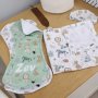Burb Cloths Pack Of 3 Dotty Drawing Wolf Hedgehog Safari Green