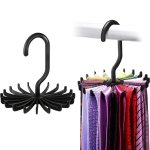 Lifevilion 360 Rotating Tie Rack - Adjustable Hanging Organizer For Belts Bras Scarves & More - Space-saving Closet Storage Solu