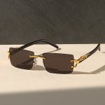 Classic Retro Metal Square Frame Rimless Fashion Glasses For Men Women Outdoor Party Vacation Travel Driving Decors Photo Props