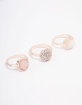 Rose Gold Pave Stacking Ring 3-PACK - M l