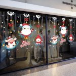 Christmas Window & Door Decorations Cute Santa Claus Elk Snowman Suspension Art Decor For Bedroom Living Room Window Glass Scene