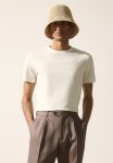 Slim Fit Ribbed Lyocell-blend T-Shirt - Cream