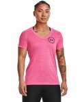 Women's Ua Tech Twist Crest Short Sleeve - Pink Punk Md