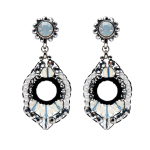 African Chic Frost Beaded Earrings - Pale Blue Black
