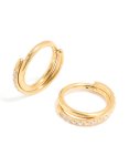 Goldair Gold Plated Surgical Steel Cubic Zirconia Crossover Double Sleeper Earrings