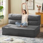 Juikury Folding Sofa Bed Convertible Sleeper Chair With Pilow Foldable Matress 2 In 1 Pull Out Loveseat Sofa Portable Fold Out C