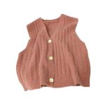 Women's Solid V-neck Sweater Vest - Knitting Elegant Pullover Casual All-match Single Breasted Daily Top