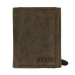 Bossi Heritage Leather Unisex Tri-fold Wallet - Fatigue Olive