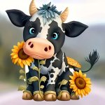 Cow With Sunflowers Diamond Art Painting Full Round Diamond Art Decorative Wall Art Hanging Painting Home Decoration Valentine's