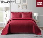 Simon Baker - Italian Velvet Bedspread Set - Maroon Various Sizes - Queen - 250CM X 270CM Bedspread + 2 Pillowcases 50CM X 70CM