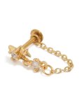 Goldair Gold Plated Surgical Steel Cubic Zirconia Star Chain Single Flat Back Stud