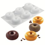 Silicone Baking Mold Set - 1PC 6-CAVITY Donut Cookie Mousse & Chocolate Ice Cream Mold - Dense Thread Circular Design For Diy De