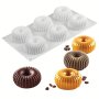 Silicone Baking Mold Set - 1PC 6-Cavity Donut Cookie Mousse & Chocolate Ice Cream Mold - Dense Thread Circular Design For DIY Desserts