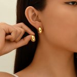Smooth Water Drop Shaped Stud Earrings Zinc Alloy Jewelry Elegant Leisure Style Suitable For Women Daily Casual