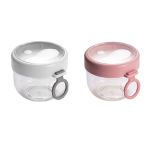 Overnight Oats Containers With Lids And Spoons 600ML 2 Pack Pink & White