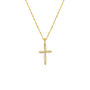 Yellow Gold Cubic Zirconia Cross Pendant On Bonded Chain