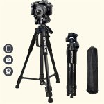 55 Inches Phone Travel Self Tripod Aluminum Tall 55" 140CM Stand With Quick Plates Mount Pan Head For Canon nikon Dslr Digital C