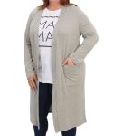 Ladies Plain Long Gilet - 60 Grey Mel