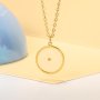 Mustard Seed Round Disc Pendant Necklace Women's Jewelry Stylish Coin Stainless Steel Ring Power Necklace Jewelry Gift