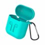 Protective Silicone Cover For Apple Airpods Charging Case With Detachable Clip Turquoise