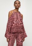 Superbalist Cold Shoulder Gauged Neck Blouse - Ink Stamp Print