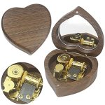 Softalk Solid Heart-shaped Music Box Retro Music Box Christmas Birthday And Valentine's Day Gifts For Boy And Girl Friends Walnu