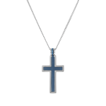 Icom Stainless Steel Blue Centre Men&apos S Cross Pendant