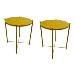Smte Round Occasional Coffee Table Set Of 2 Yellow With Keychain
