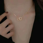 Vintage Style Interlocking Heart Pendant Necklace For Women Elegant Titanium Steel Clavicle Chain All Season-no Plating Daily We