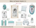 Cot Duvet Bedding Waddle On Penguin Turquoise Set Neutral