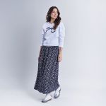 Shirred Waistband Printed Maxi Skirt