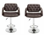 Bar Stools Kitchen Breakfast Chairs - Set Of 2 - Brown Colour