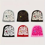 1PC Girls Newest Letter Jacquard Knit Beanie Hat Autumn And Winter Warm Pullover Beanie Hat Suitable For Daily Use