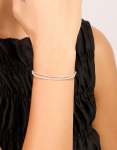 Silver Plated Cubic Zirconia Double Layered Toggle Bracelet