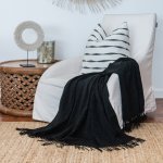 Chenille Throw - Plain Black - 130 X 180 Cm