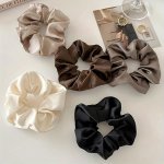 5PCS Elegant Satin Scrunchies - Soft High Elasticity Hair Ties For Women & Girls Solid Colors