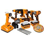Ingco - Lithium- Ion Industrial Power Tool Combo - 5 Piece
