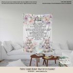 Personalised Fleece Blanket Purple Flower Bunny Dogtertjie Blanket