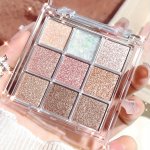 9-COLOR Eyeshadow Palette - Waterproof Long-lasting & Vibrant With Pearly Glitter Finish In Orange Coral Pink Blue & Nude Shades
