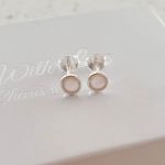 Sara 925 Sterling Silver White Opal Tiny Earrings 5MM