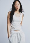 Ribbed Vest Top - Light Grey Marl