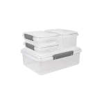 4 Piece Rectangular Beta Clip Container Set Grey