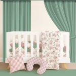 Cot Bedding Set Watercolour Bouquet Sage Green