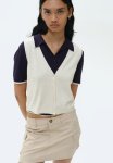 Button-front Sweater Vest - Light Beige Marl