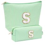 Two-piece Makeup Brush Set With Letter-patterned Travel Bag